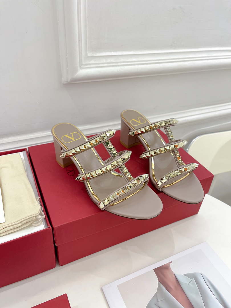 Valentino WS0C47VOD Rockstud Calfskin Leather Slide Sandal 60MM V98870