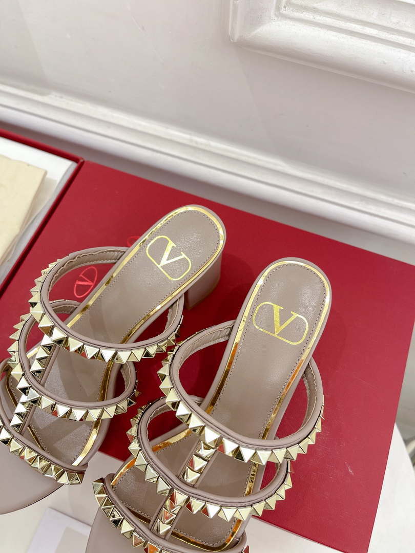 Valentino WS0C47VOD Rockstud Calfskin Leather Slide Sandal 60MM V98870