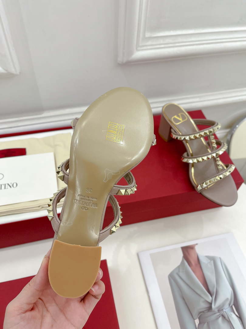 Valentino WS0C47VOD Rockstud Calfskin Leather Slide Sandal 60MM V98870
