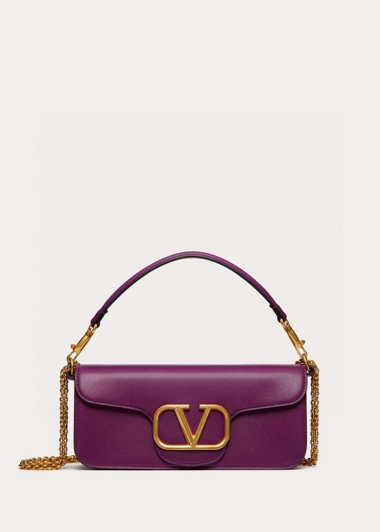 Valentino XW0B0K30 Loc¨° Calfskin Shoulder Bag Purple