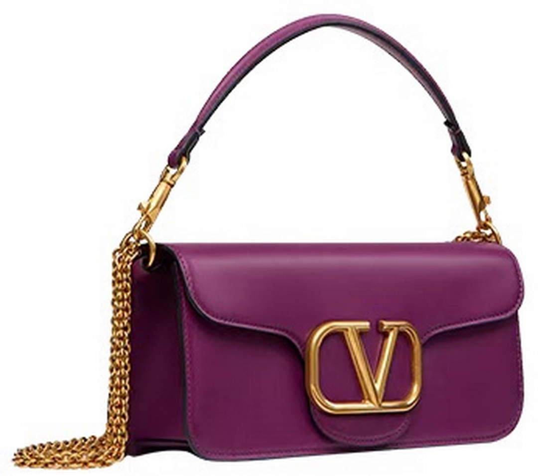Valentino XW0B0K30 Loc¨° Calfskin Shoulder Bag Purple