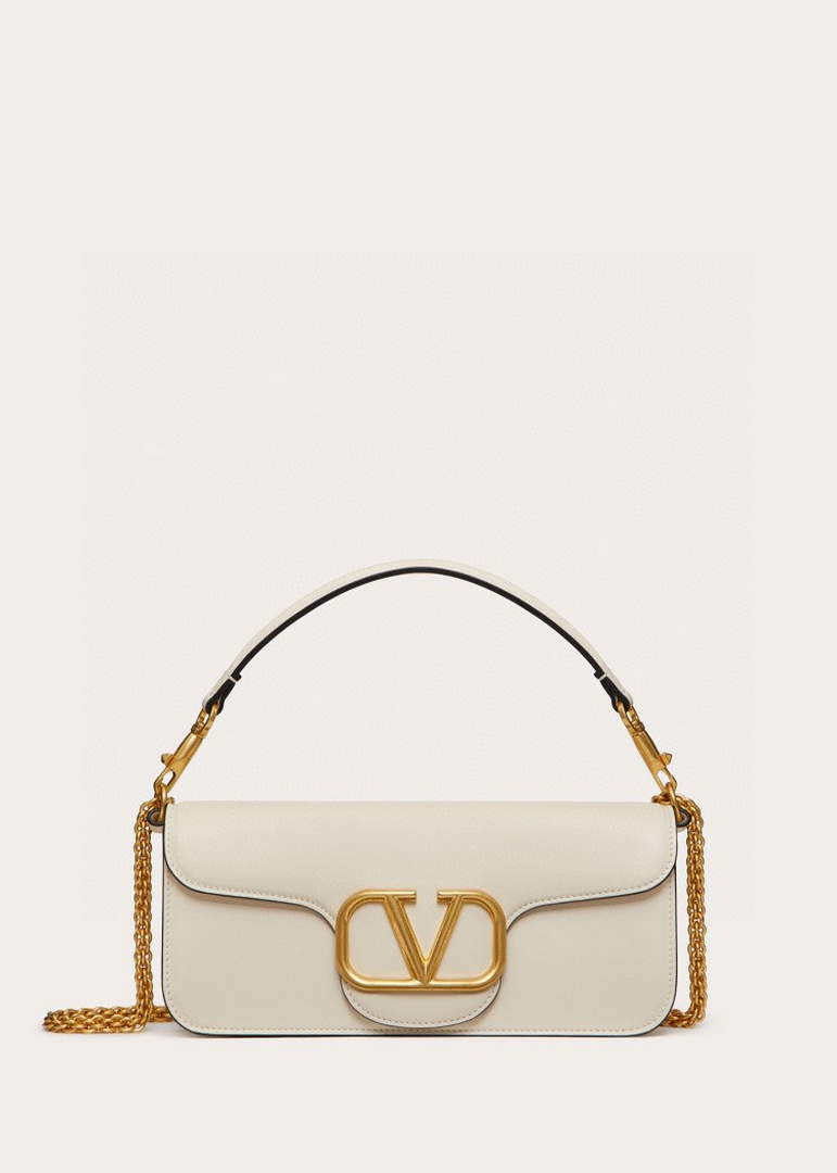Valentino XW0B0K30 Loc¨° Calfskin Shoulder Bag White