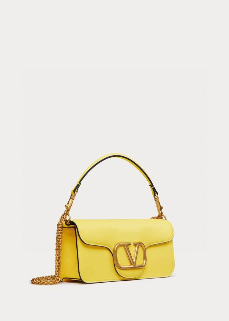 Valentino XW0B0K30 Loc¨° Calfskin Shoulder Bag Yellow
