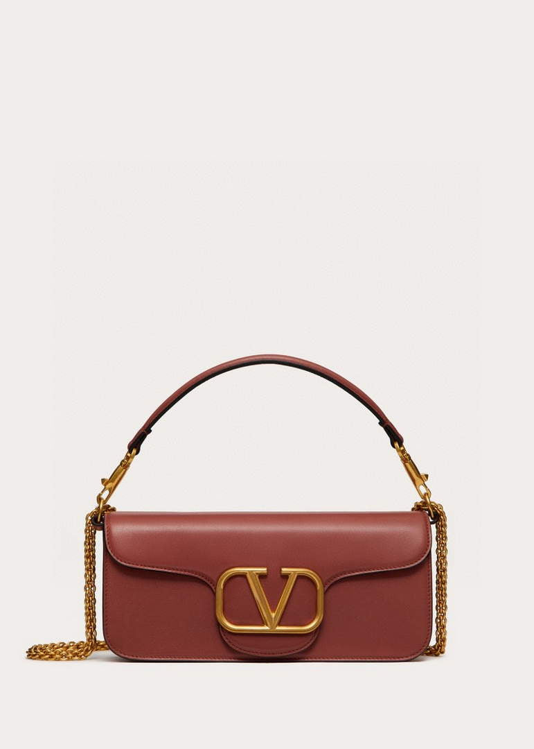 Valentino XW0B0K30 Loc¨° Calfskin Shoulder Bag Brown
