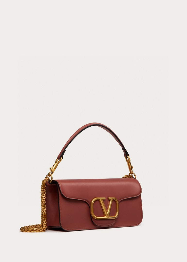 Valentino XW0B0K30 Loc¨° Calfskin Shoulder Bag Brown
