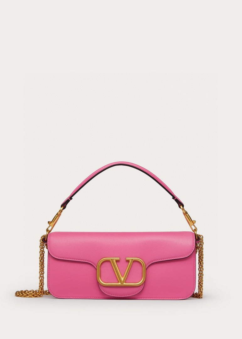 Valentino XW0B0K30 Loc¨° Calfskin Shoulder Bag Rose Red