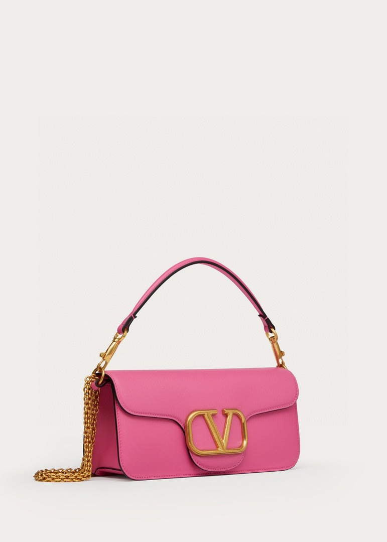 Valentino XW0B0K30 Loc¨° Calfskin Shoulder Bag Rose Red