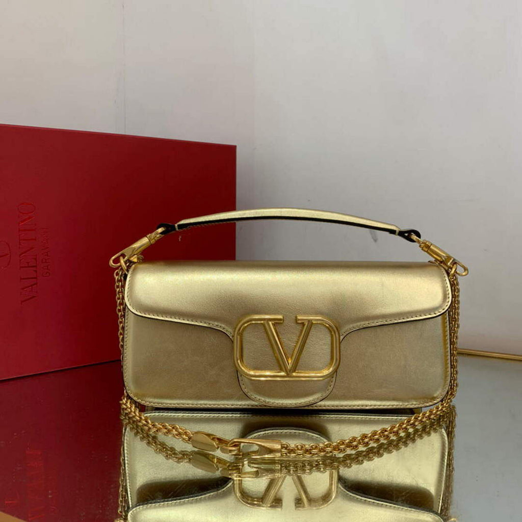 Valentino XW0B0K30 Loc¨° Calfskin Shoulder Bag Gold