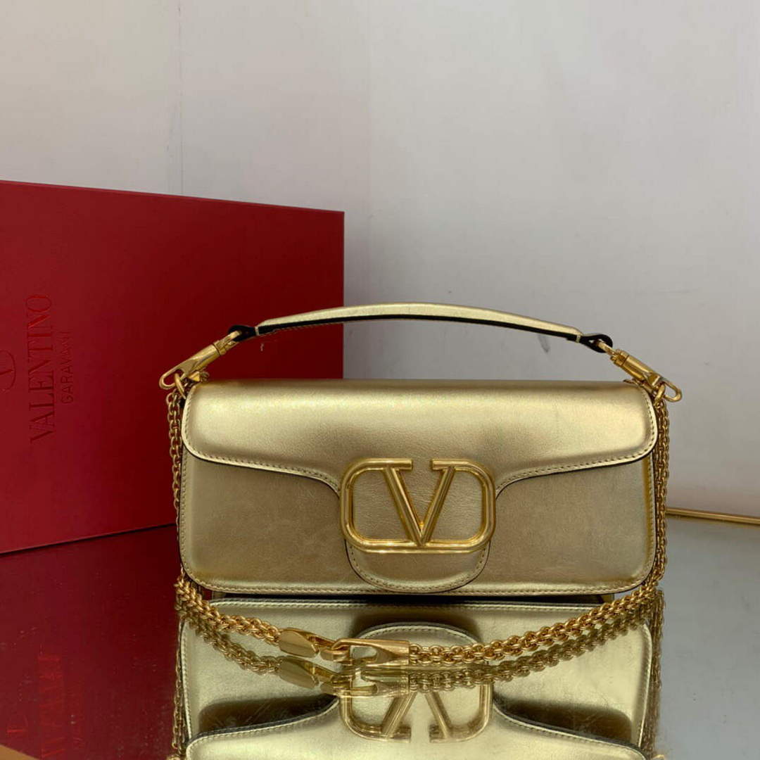 Valentino XW0B0K30 Loc¨° Calfskin Shoulder Bag Gold