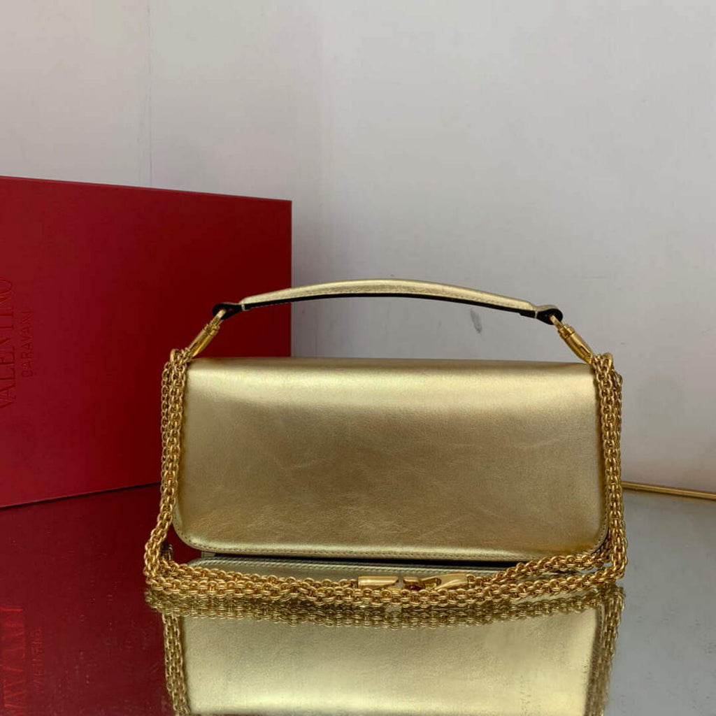 Valentino XW0B0K30 Loc¨° Calfskin Shoulder Bag Gold