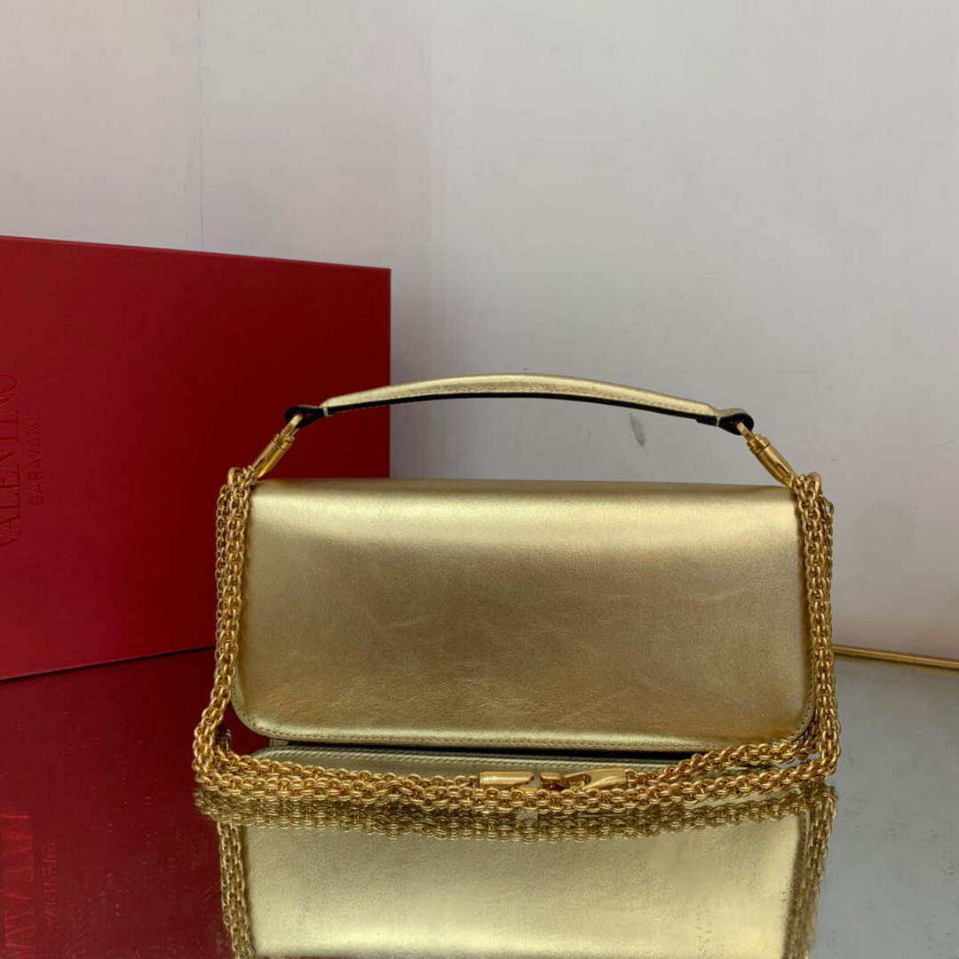Valentino XW0B0K30 Loc¨° Calfskin Shoulder Bag Gold