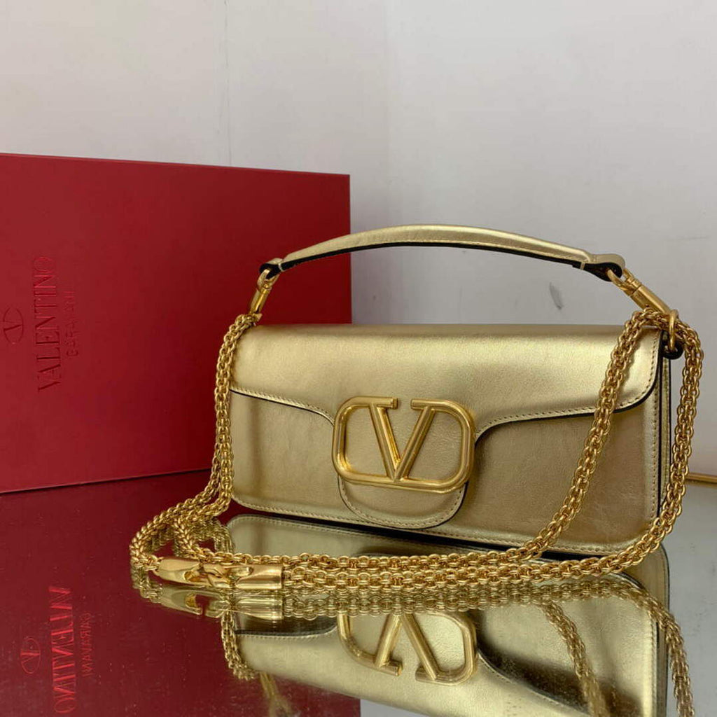 Valentino XW0B0K30 Loc¨° Calfskin Shoulder Bag Gold