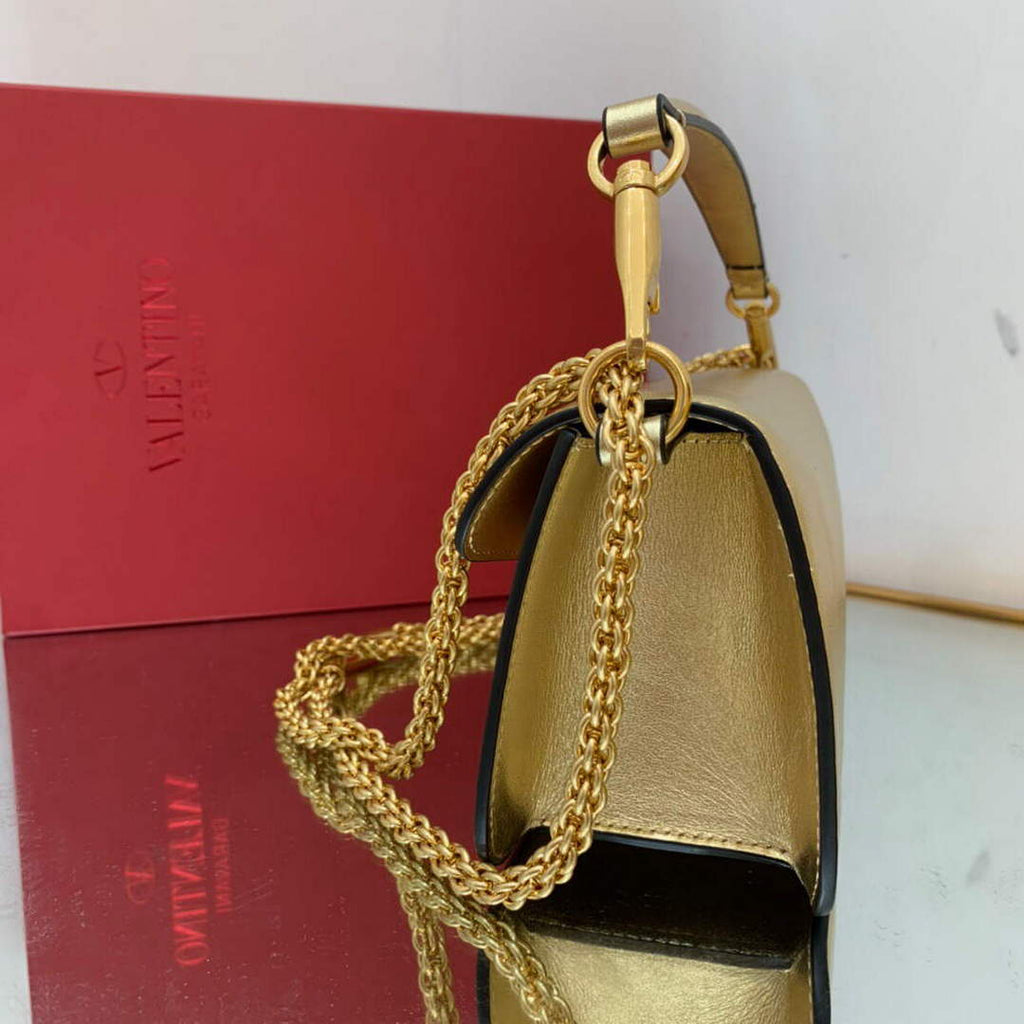 Valentino XW0B0K30 Loc¨° Calfskin Shoulder Bag Gold