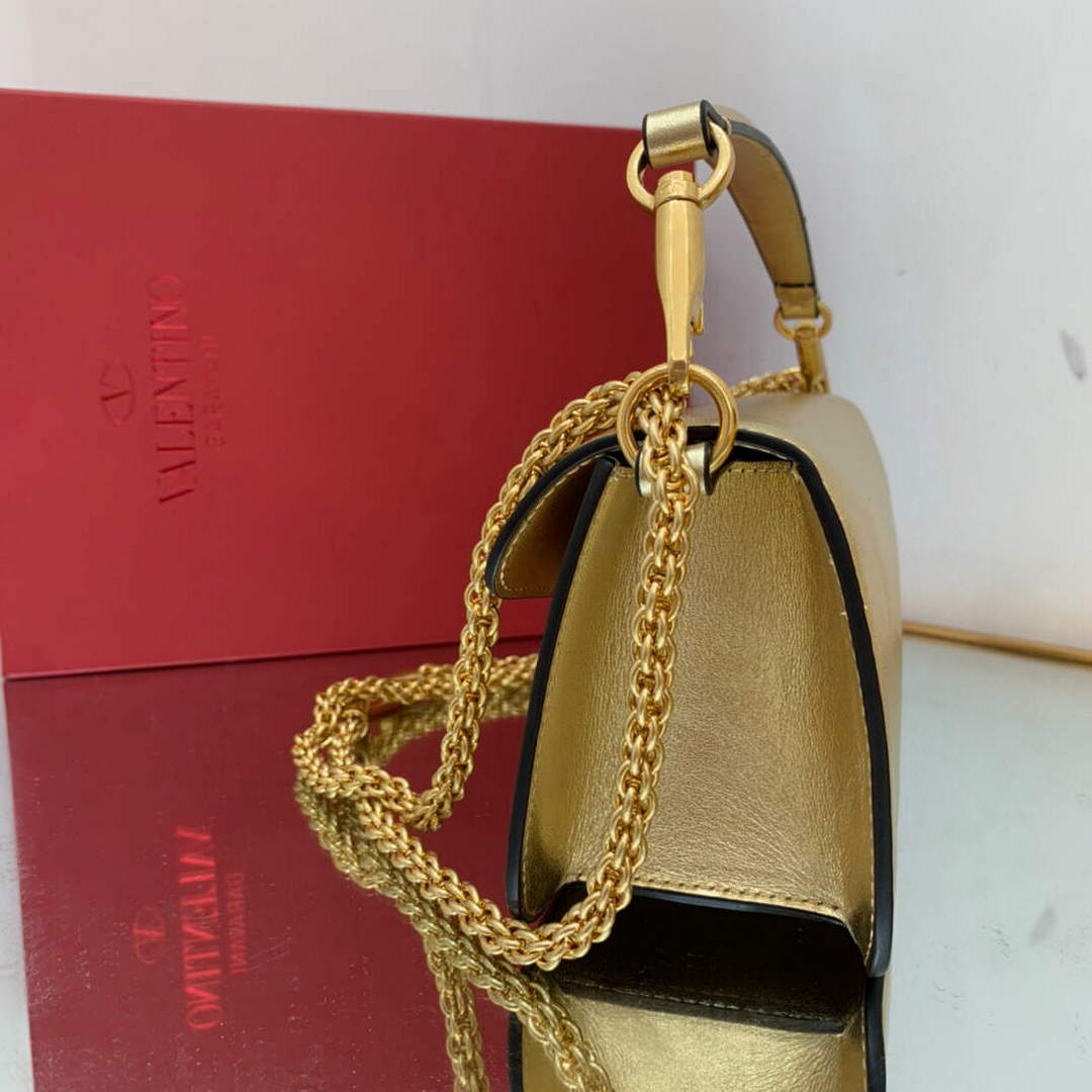 Valentino XW0B0K30 Loc¨° Calfskin Shoulder Bag Gold