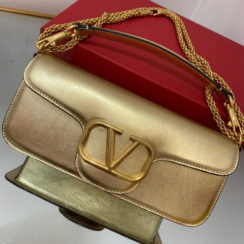Valentino XW0B0K30 Loc¨° Calfskin Shoulder Bag Gold