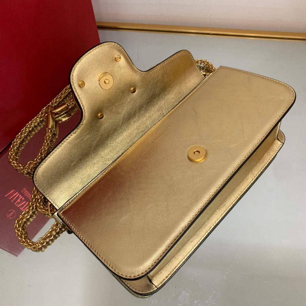 Valentino XW0B0K30 Loc¨° Calfskin Shoulder Bag Gold