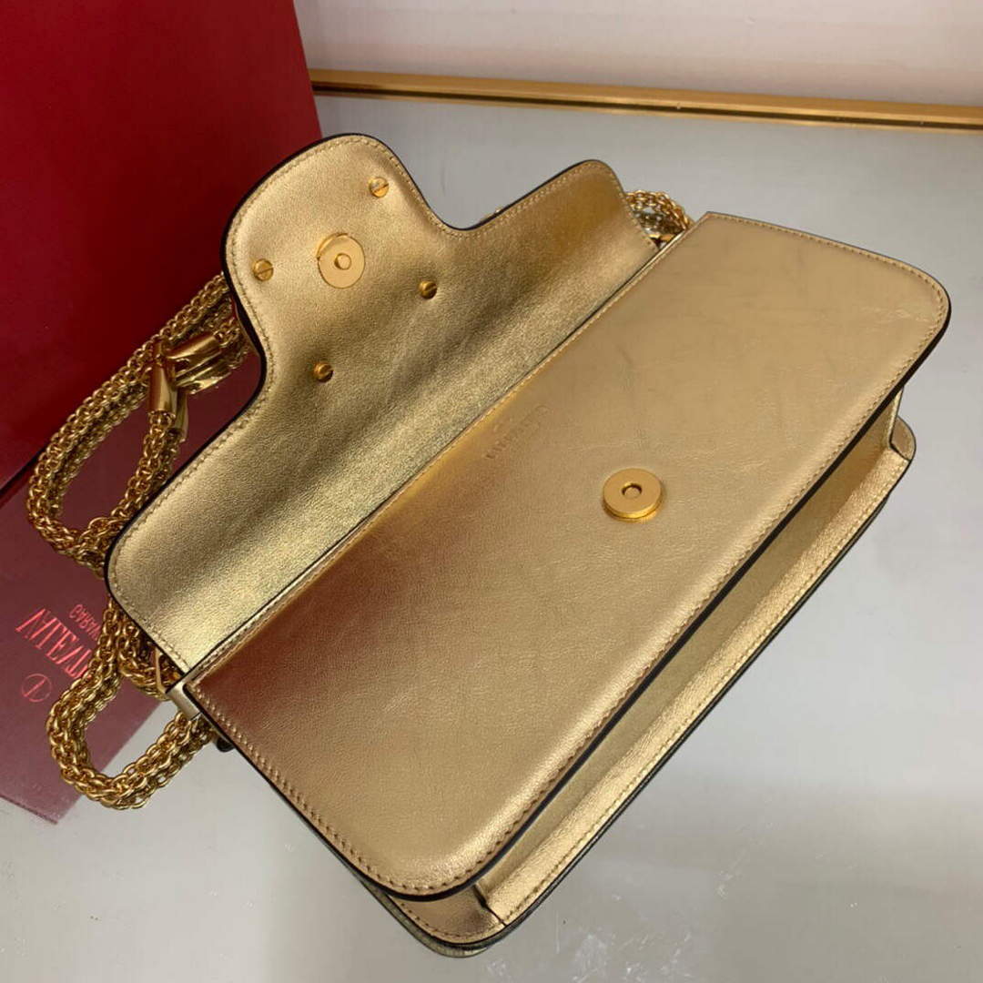 Valentino XW0B0K30 Loc¨° Calfskin Shoulder Bag Gold