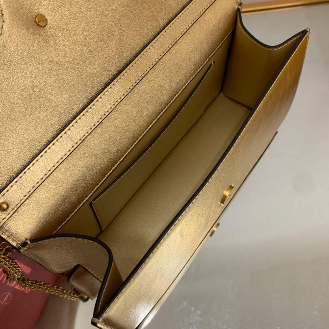 Valentino XW0B0K30 Loc¨° Calfskin Shoulder Bag Gold