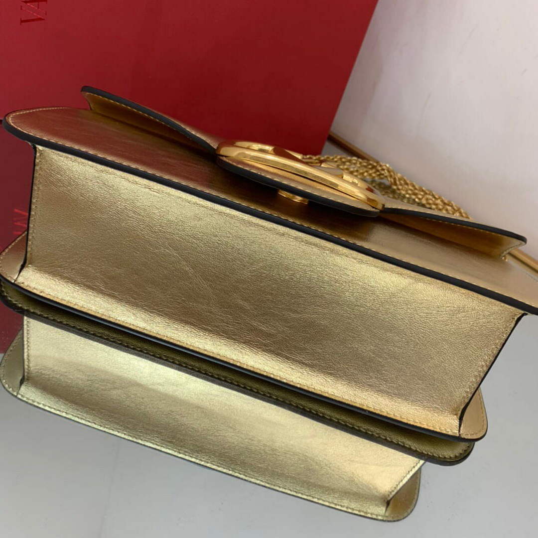 Valentino XW0B0K30 Loc¨° Calfskin Shoulder Bag Gold