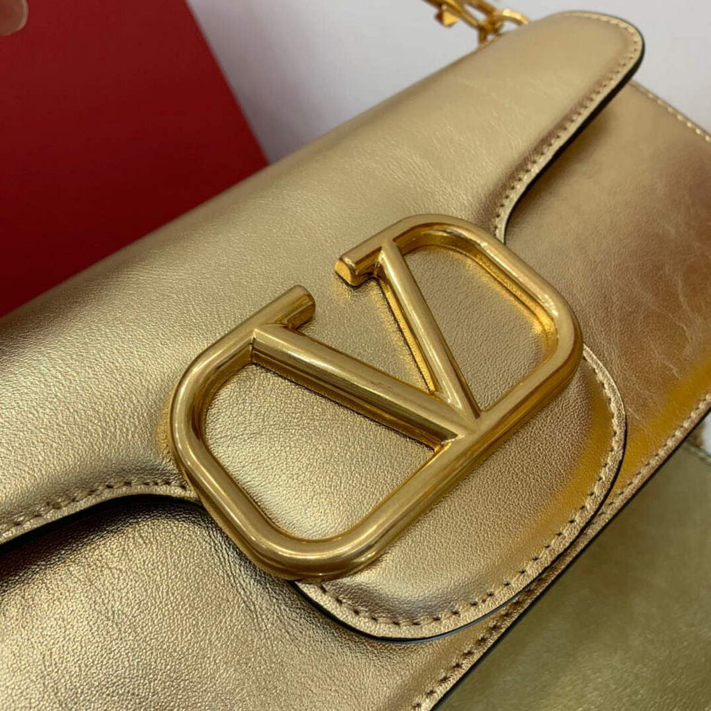 Valentino XW0B0K30 Loc¨° Calfskin Shoulder Bag Gold