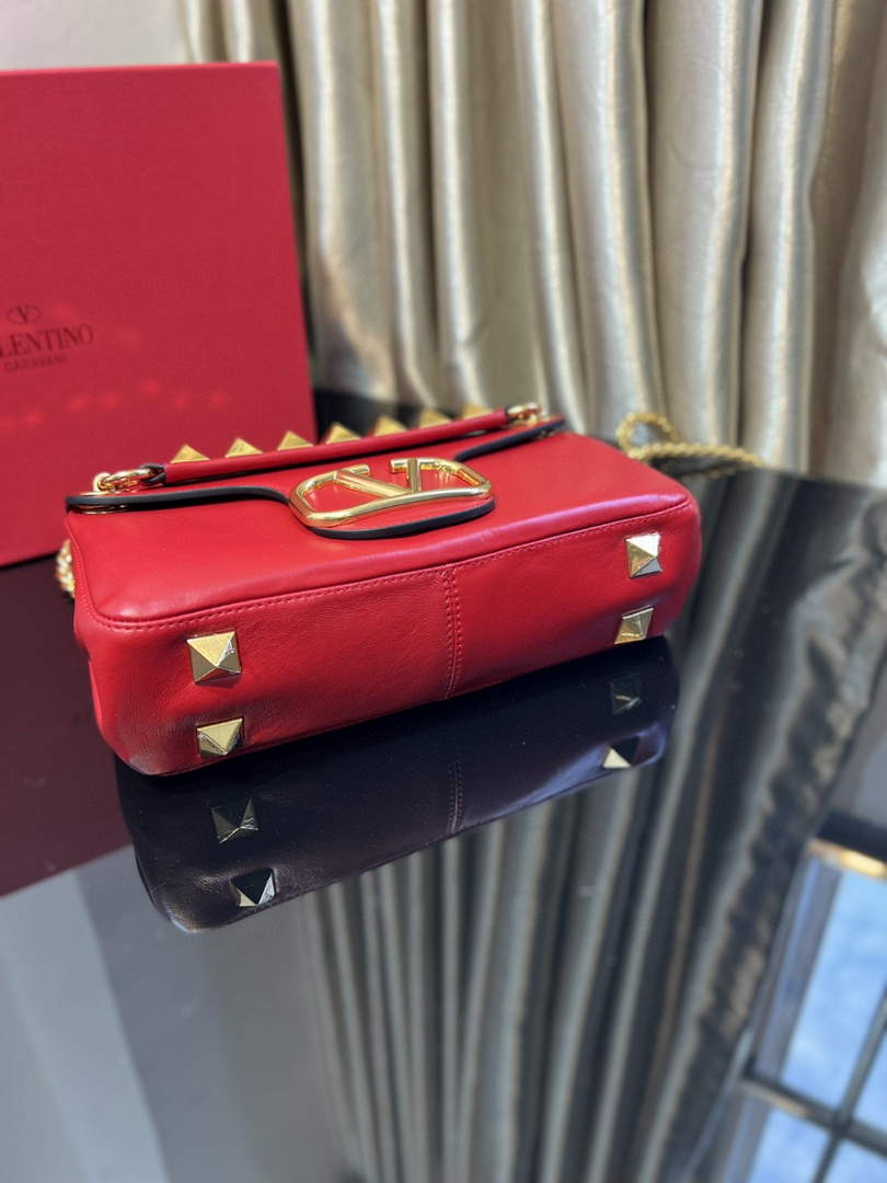 Valentino XW2B0K26 Stud Sign Nappa Shoulder Bag Red