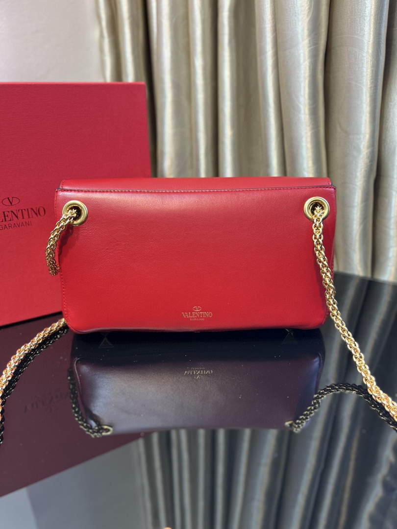 Valentino XW2B0K26 Stud Sign Nappa Shoulder Bag Red