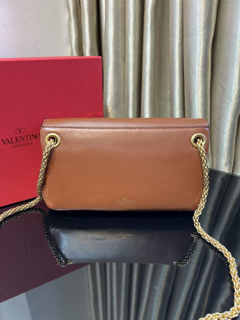 Valentino XW2B0K26 Stud Sign Nappa Shoulder Bag Brown