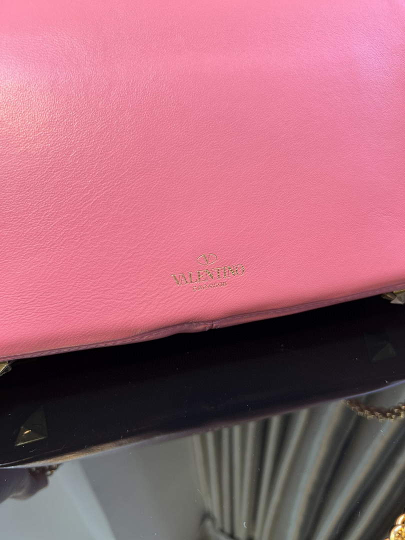 Valentino XW2B0K26 Stud Sign Nappa Shoulder Bag Rose Red