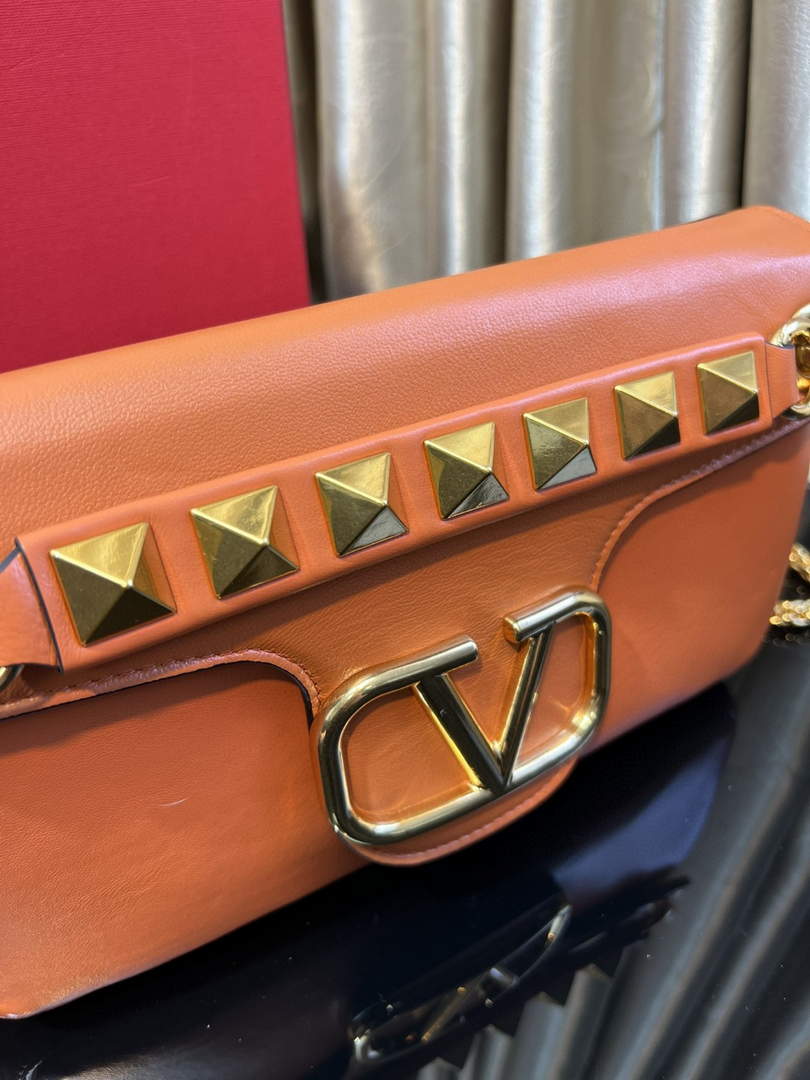 Valentino XW2B0K26 Stud Sign Nappa Shoulder Bag Tan