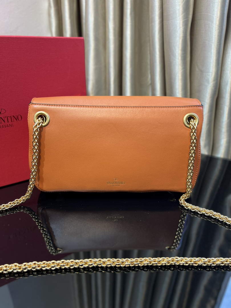 Valentino XW2B0K26 Stud Sign Nappa Shoulder Bag Tan