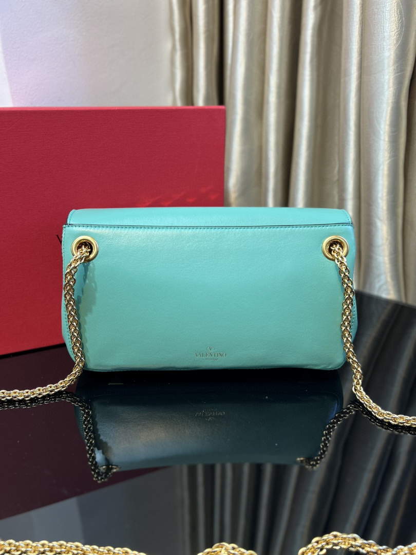 Valentino XW2B0K26 Stud Sign Nappa Shoulder Bag Lake Blue