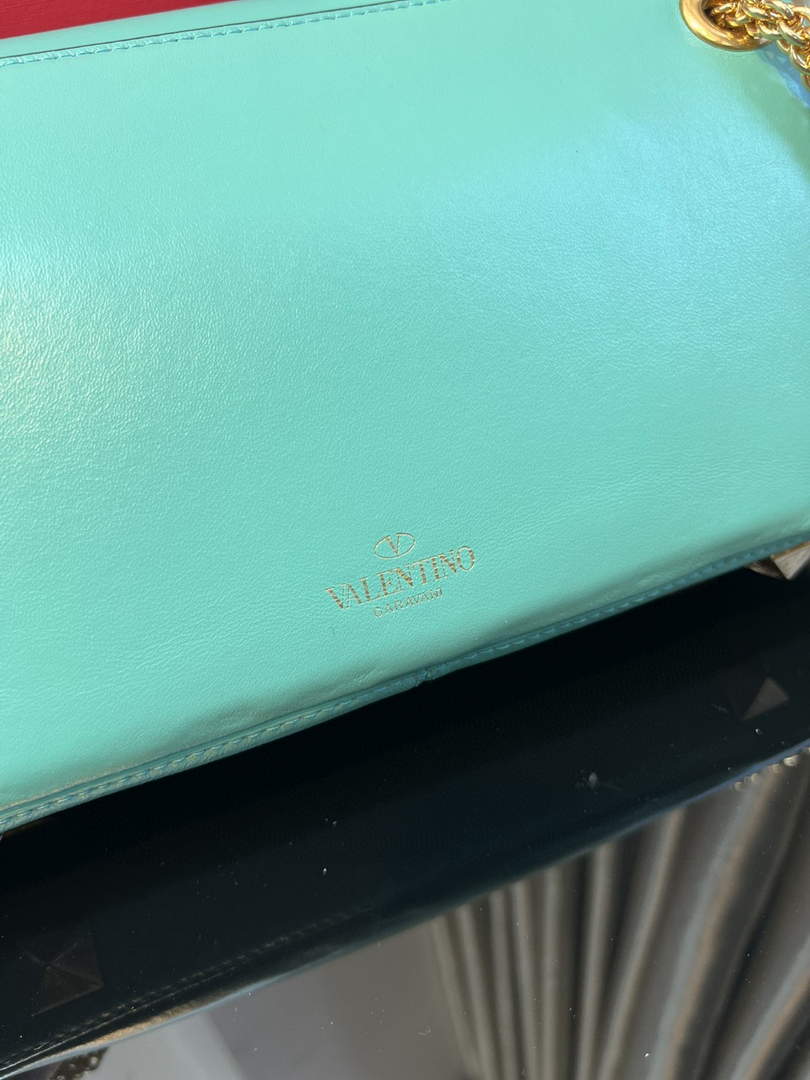 Valentino XW2B0K26 Stud Sign Nappa Shoulder Bag Lake Blue
