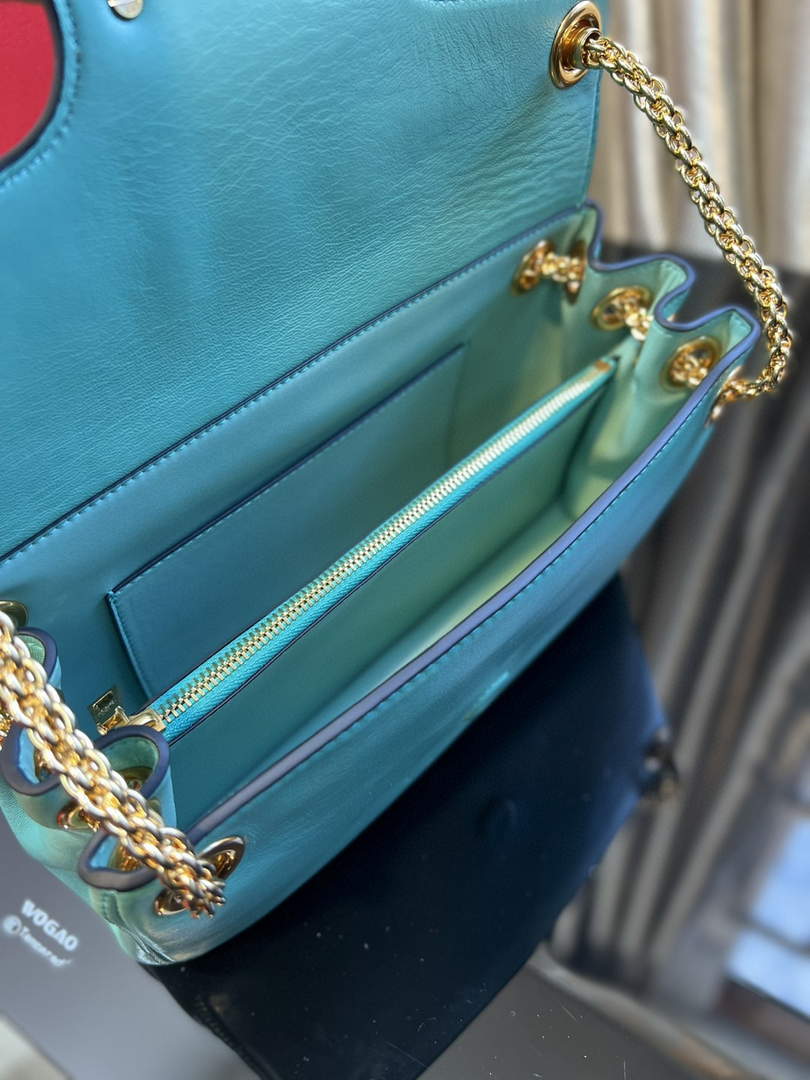 Valentino XW2B0K26 Stud Sign Nappa Shoulder Bag Lake Blue