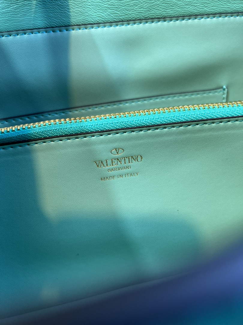 Valentino XW2B0K26 Stud Sign Nappa Shoulder Bag Lake Blue