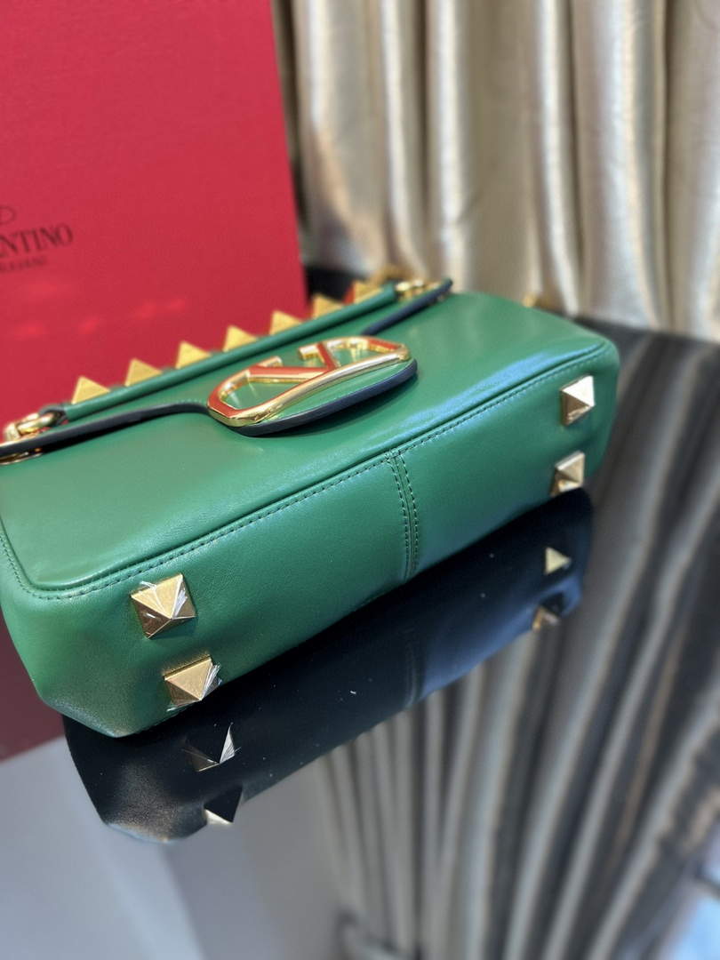 Valentino XW2B0K26 Stud Sign Nappa Shoulder Bag Green
