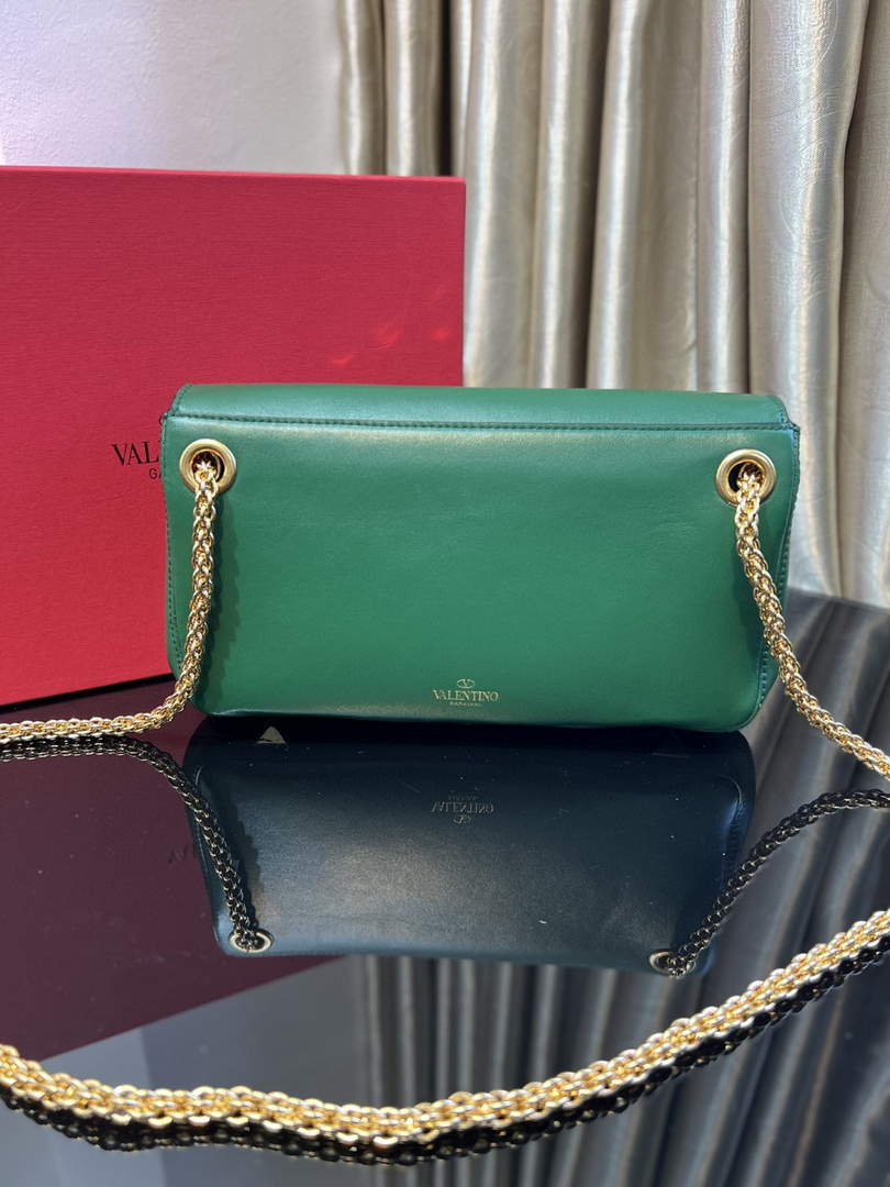 Valentino XW2B0K26 Stud Sign Nappa Shoulder Bag Green