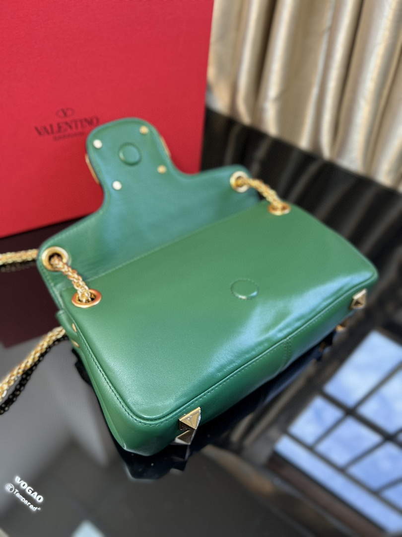 Valentino XW2B0K26 Stud Sign Nappa Shoulder Bag Green