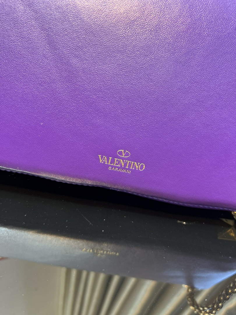 Valentino XW2B0K26 Stud Sign Nappa Shoulder Bag Purple
