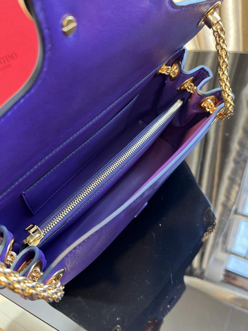 Valentino XW2B0K26 Stud Sign Nappa Shoulder Bag Purple
