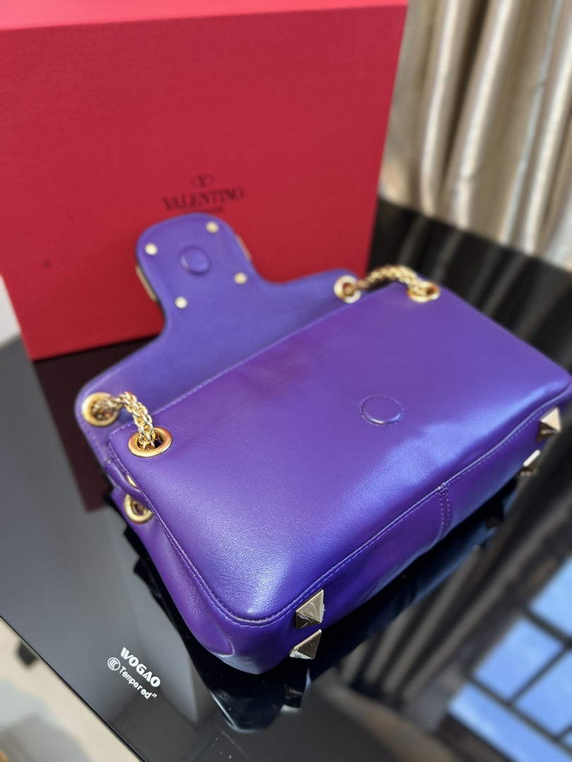 Valentino XW2B0K26 Stud Sign Nappa Shoulder Bag Purple