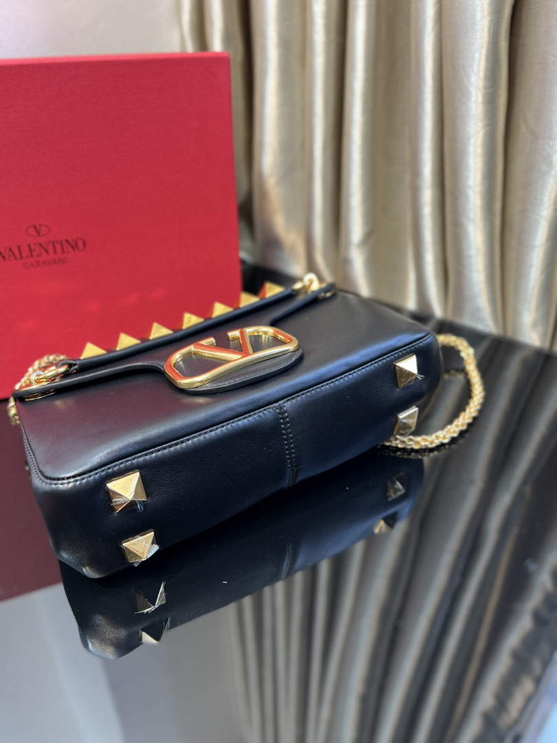 Valentino XW2B0K26 Stud Sign Nappa Shoulder Bag Black