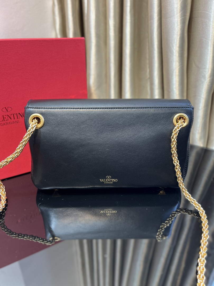 Valentino XW2B0K26 Stud Sign Nappa Shoulder Bag Black