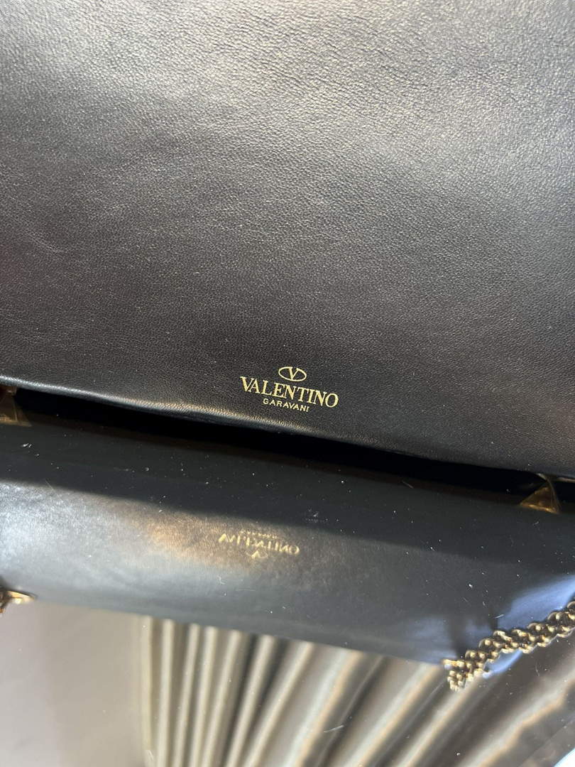 Valentino XW2B0K26 Stud Sign Nappa Shoulder Bag Black