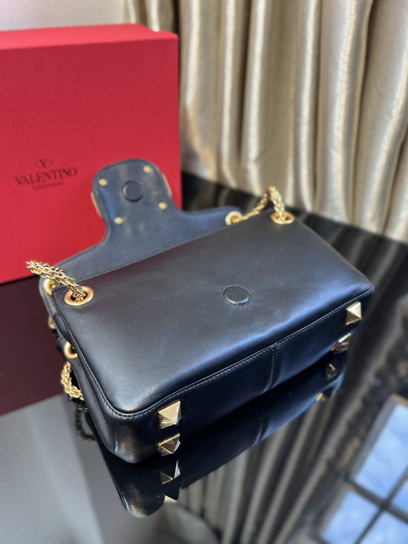 Valentino XW2B0K26 Stud Sign Nappa Shoulder Bag Black