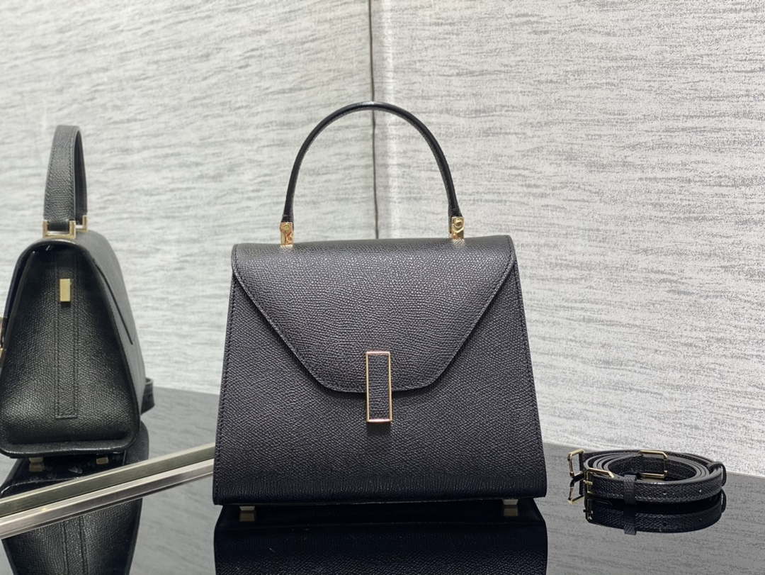 Valextra Iside Top Handle Mini Bag Black WBES0036028 - Default Title - View 1