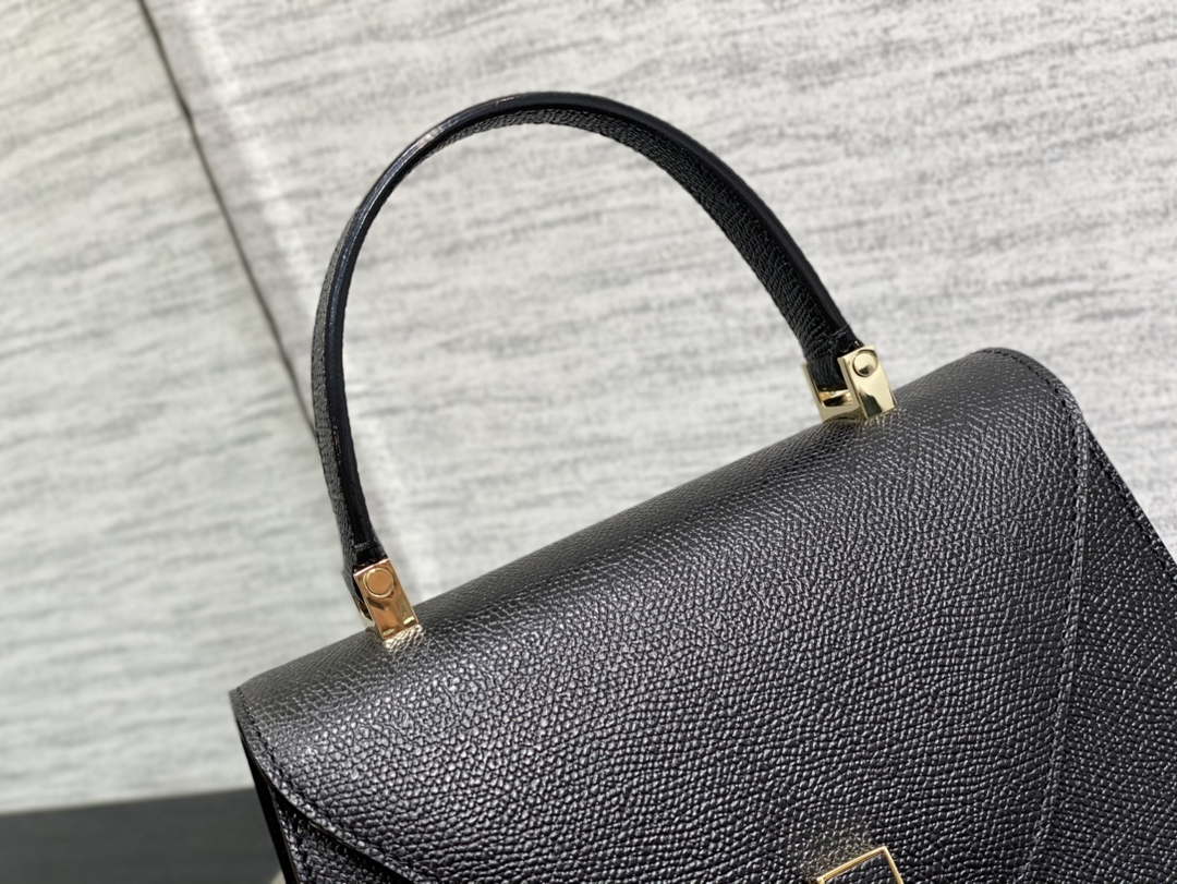 Valextra Iside Top Handle Mini Bag Black WBES0036028