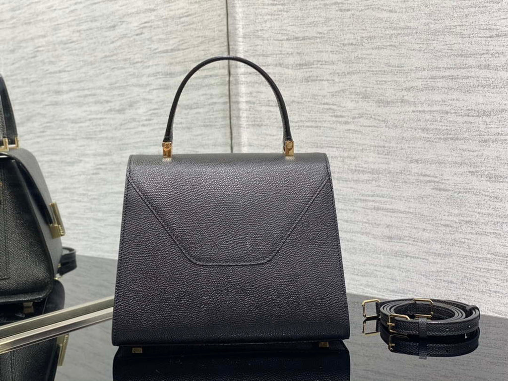 Valextra Iside Top Handle Mini Bag Black WBES0036028