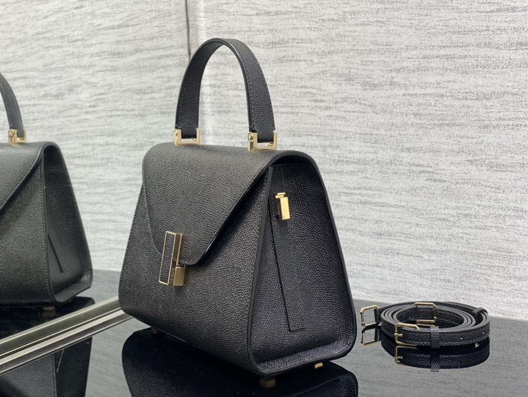 Valextra Iside Top Handle Mini Bag Black WBES0036028