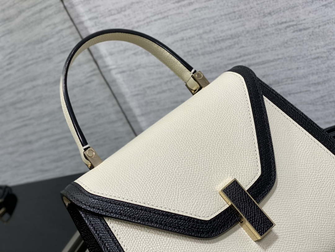 Valextra Iside Top Handle Mini Bag WBES0036028 White& Black