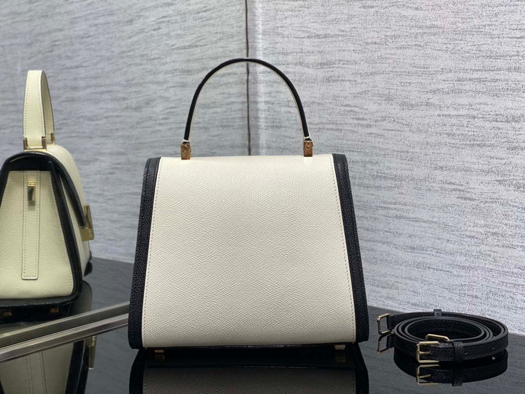 Valextra Iside Top Handle Mini Bag WBES0036028 White& Black